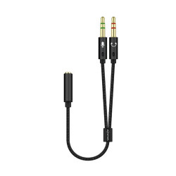 CAVO ADATTATORE AUDIO AISENS JACK 3.5 4 PIN/H-2XJACK 3.5 3 PIN/M - 25CM - COLORE NERO