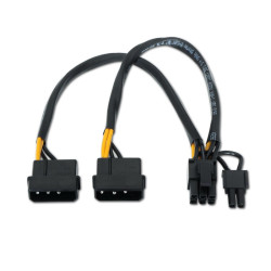 CAVO SCHEDA GRAFICA AISENS - 2X MOLEX 4PIN/M-PCI-E(MOLEX 6+2PIN)/M - 20CM - 100% RAME - COLORE NERO