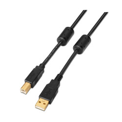 CAVO STAMPANTE AISENS USB 2.0 DI ALTISSIMA QUALITÀ CON FERRITE - TIPO A MASCHIO A TIPO B MASCHIO - 2,0 M - COLORE NERO