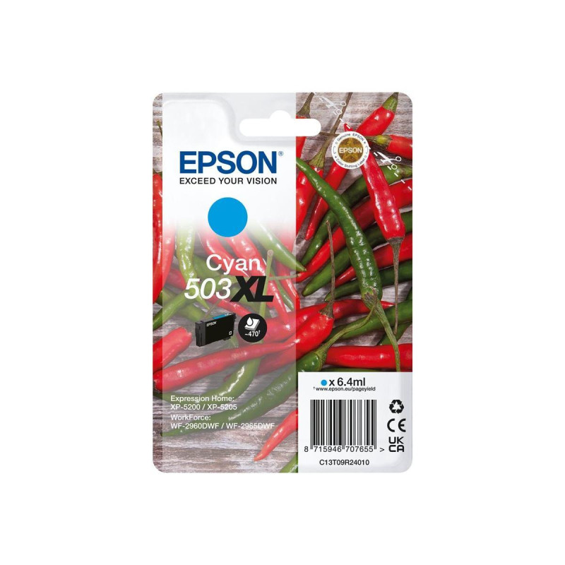 CARTUCCIA ORIGINALE (C13T09R24010, 503XL) EPSON XP5200 | 470PAG. | CIANO XL