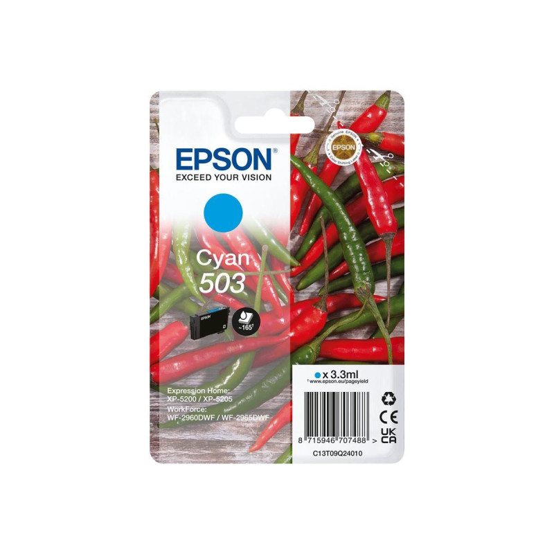 CARTUCCIA ORIGINALE (C13T09Q24010, 503) EPSON XP5200 | 165PAG. | CIANO