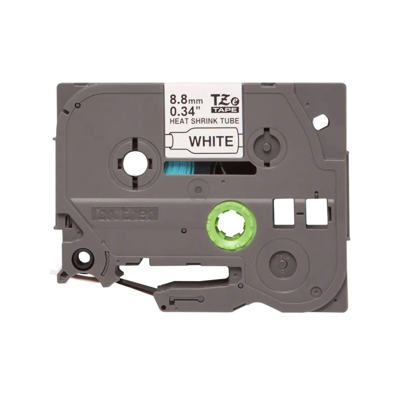 NASTRO ORIGINALE PER ETICHETTE TERMORESTRINGENTE PER CAVI (HSE221) BROTHER - TESTO NERO SU BIANCO - (8,8MM X 1,5MT) - CAVO CONSI