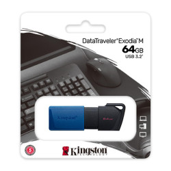 PENDRIVE KINGSTON DATATRAVELER EXODIA M CHIAVETTA USB 64GB - USB 3.2 GEN 1 - CAPPUCCIO PER CELLULARE - CLIP PORTACHIAVI - COLORE