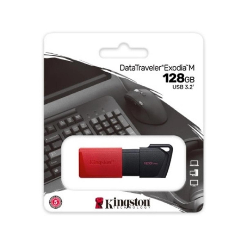 PENDRIVE KINGSTON DATATRAVELER EXODIA M CHIAVETTA USB 128GB - USB 3.2 GEN 1 - CAPPUCCIO PER CELLULARE - CLIP PORTACHIAVI - COLOR