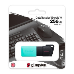PENDRIVE KINGSTON DATATRAVELER EXODIA M CHIAVETTA USB 256GB - USB 3.2 GEN 1 - CAPPUCCIO PER CELLULARE - CLIP PORTACHIAVI - COLOR