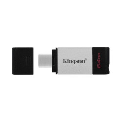 PENDRIVE KINGSTON DATATRAVELER 80 USB TIPO C FLASH DRIVE 64GB - USB-C 3.2 GEN 1 - 200 MB/S LETTURA - CON COVER - DESIGN IN METAL
