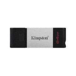 PENDRIVE KINGSTON DATATRAVELER 80 USB TIPO C FLASH DRIVE 64GB - USB-C 3.2 GEN 1 - 200 MB/S LETTURA - CON COVER - DESIGN IN METAL