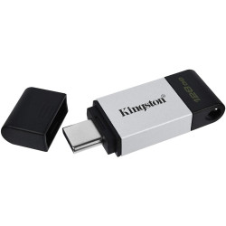 PENDRIVE KINGSTON DATATRAVELER 80 USB TIPO C FLASH DRIVE 128GB - USB-C 3.2 GEN 1 - 200 MB/S LETTURA - CON COVER - DESIGN IN META