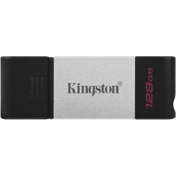 PENDRIVE KINGSTON DATATRAVELER 80 USB TIPO C FLASH DRIVE 128GB - USB-C 3.2 GEN 1 - 200 MB/S LETTURA - CON COVER - DESIGN IN META