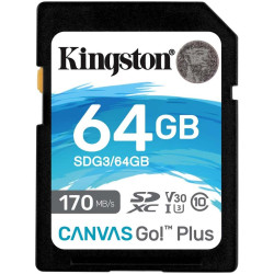 SCHEDA DI MEMORIA KINGSTON SDXC 64GB UHS-I U3 V30 CLASSE 10 170MB/S CANVAS GO PLUS