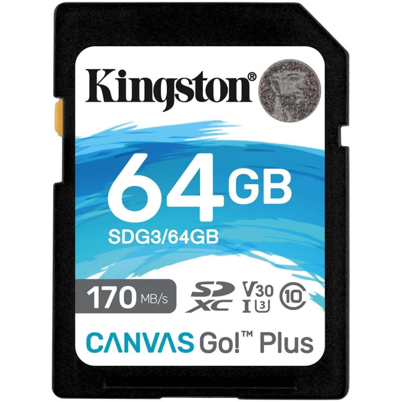 SCHEDA DI MEMORIA KINGSTON SDXC 64GB UHS-I U3 V30 CLASSE 10 170MB/S CANVAS GO PLUS