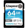 SCHEDA DI MEMORIA KINGSTON SDXC 64GB UHS-I U3 V30 CLASSE 10 170MB/S CANVAS GO PLUS
