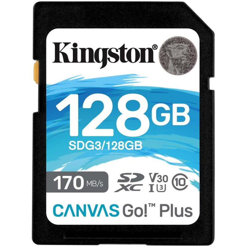 SCHEDA DI MEMORIA KINGSTON SDXC 128GB UHS-I U3 V30 CLASSE 10 170MB/S CANVAS GO PLUS