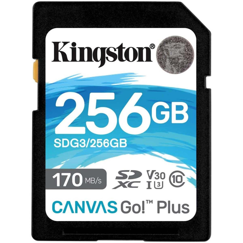 SCHEDA DI MEMORIA KINGSTON SDXC 256GB UHS-I U3 V30 CLASSE 10 170MB/S CANVAS GO PLUS