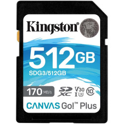 SCHEDA DI MEMORIA KINGSTON SDXC 512GB UHS-I U3 V30 CLASSE 10 170MB/S CANVAS GO PLUS