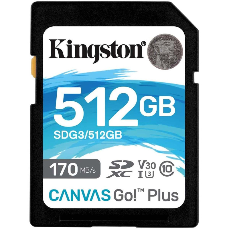 SCHEDA DI MEMORIA KINGSTON SDXC 512GB UHS-I U3 V30 CLASSE 10 170MB/S CANVAS GO PLUS