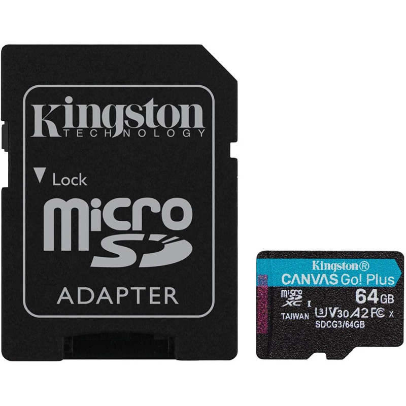 SCHEDA DI MEMORIA SDXC CARD 64GB UHS-I U3 V30 CLASSE 10 170MB/S CANVAS GO PLUS CON ADATTATORE