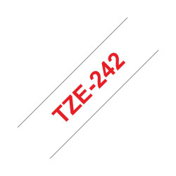 NASTRO COMPATIBILE LAMINATO ROSSO SU BIANCO (18MM X 8M) PER BROTHER TZE-242