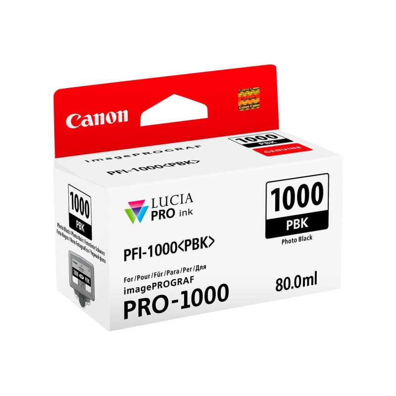 CARTUCCIA ORIGINALE (PFI1000PBK, 0546C001) CANON IPF PRO-1000 (80ML) NERO FOTO
