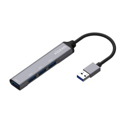 HUB AISENS USB 3.0 IN ALLUMINIO - TIPO A MASCHIO A 4XTIPO A FEMMINA - 10 CM - COLORE GRIGIO