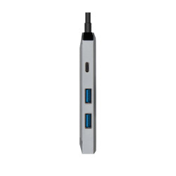 AISENS USB-C DOCK 4 IN 1 - USB-C A 1XHDMI - 2XUSB - 1XPD - 15CM - COLORE GRIGIO