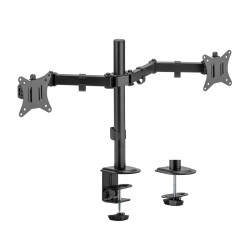 SUPPORTO DA TAVOLO GIREVOLE E INCLINABILE PER MONITOR/TV 9KG (3 PERNI - 2 BRACCI) DA 17-32 - COLORE NERO