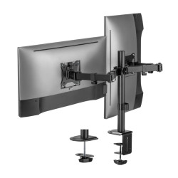 SUPPORTO DA TAVOLO GIREVOLE E INCLINABILE PER MONITOR/TV 9KG (3 PERNI - 2 BRACCI) DA 17-32 - COLORE NERO