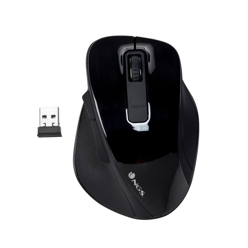 MOUSE USB WIRELESS NGS BOW 1600 DPI - 4 PULSANTI - UTILIZZO PER DESTRIMANI - COLORE NERO