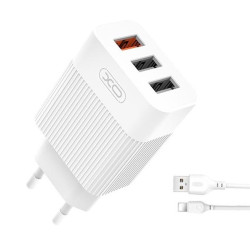 XO L72 POWER CHARGER PACK 1X USB-A 18W QUICK CHARGE 3.0, 2X USB-A + CAVO DA USB-A A LIGHTNING