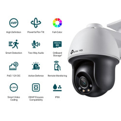 TP-LINK VIGI C540 TELECAMERA DI SICUREZZA IP 4MM PT 4MP A COLORI - VIDEO H.265+ - RILEVAMENTO INTELLIGENTE - RESISTENZA IP66
