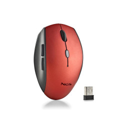MOUSE WIRELESS ERGONOMICO NGS PER LAPTOP E COMPUTER - 5 PULSANTI E ROTELLA DI SCORRIMENTO - TASTI SILENZIOSI - COLORE ROSSO