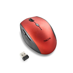 MOUSE WIRELESS ERGONOMICO NGS PER LAPTOP E COMPUTER - 5 PULSANTI E ROTELLA DI SCORRIMENTO - TASTI SILENZIOSI - COLORE ROSSO