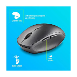 MOUSE WIRELESS ERGONOMICO NGS PER LAPTOP E COMPUTER - 5 PULSANTI E ROTELLA DI SCORRIMENTO - TASTI SILENZIOSI - COLORE NERO