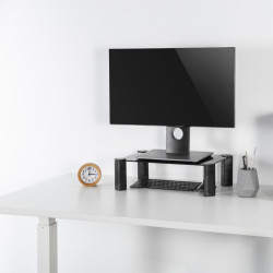 SUPPORTO RIALZATO IN VETRO AISENS PER MONITOR/LAPTOP - NERO