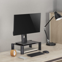 SUPPORTO RIALZATO IN VETRO AISENS PER MONITOR/LAPTOP - NERO