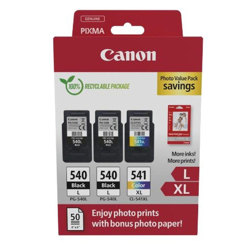 MULTIPACK ORIGINALE (PG-540L + CL-541XL, 5224B015) CANON MG2150 + 50FOGLI CARTA FOTOGRAFICA