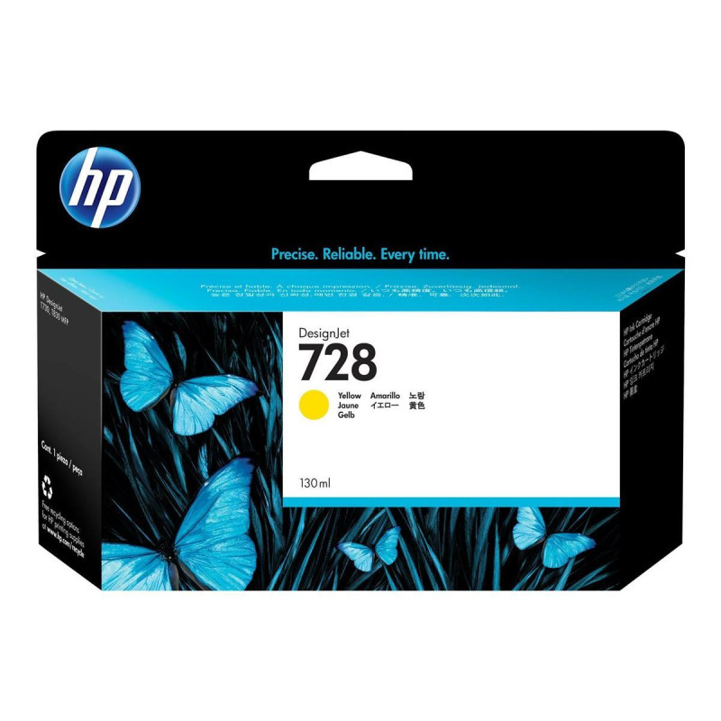 CARTUCCIA ORIGINALE (F9J65A, 728) HP DESIGNJET T730 (130ML) GIALLO