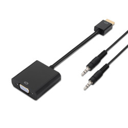 AISENS CONVERTITORE HDMI A SVGA+AUDIO - HDMI A MASCHIO-SVGA FEMMINA+JACK 3.5/H - 10 CM+1.0M - COLORE NERO