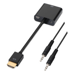AISENS CONVERTITORE HDMI A SVGA+AUDIO - HDMI A MASCHIO-SVGA FEMMINA+JACK 3.5/H - 10 CM+1.0M - COLORE NERO