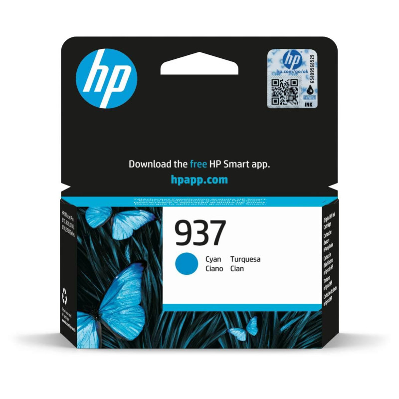 CARTUCCIA ORIGINALE (4S6W2NE, 937) HP OFFICEJET PRO 9110B ALL-IN-ONE (0,8K) CIANO