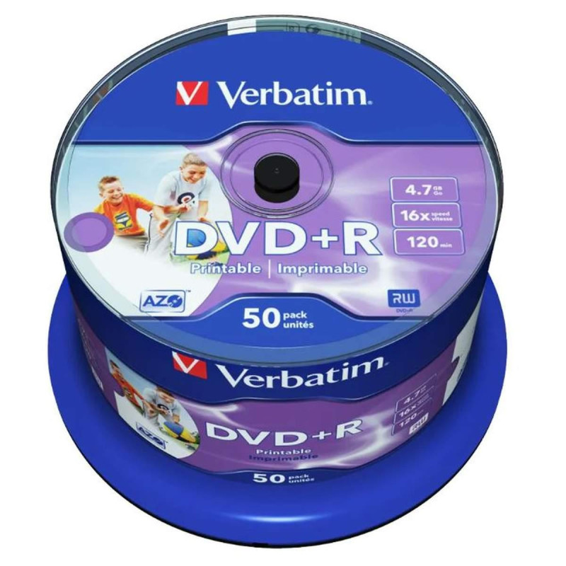 VERBATIM DVD+R 4,7 GB | 120 MIN | INKJET STAMPABILI | NO BRAND | 16X (50PZ)