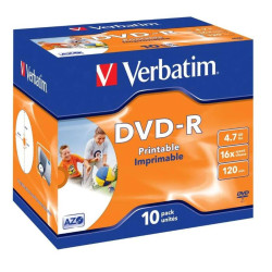 VERBATIM DVD-R | 4.7GB | INKJET STAMPABILI | 120MIN | 16X JEWELCASE (10PZ)