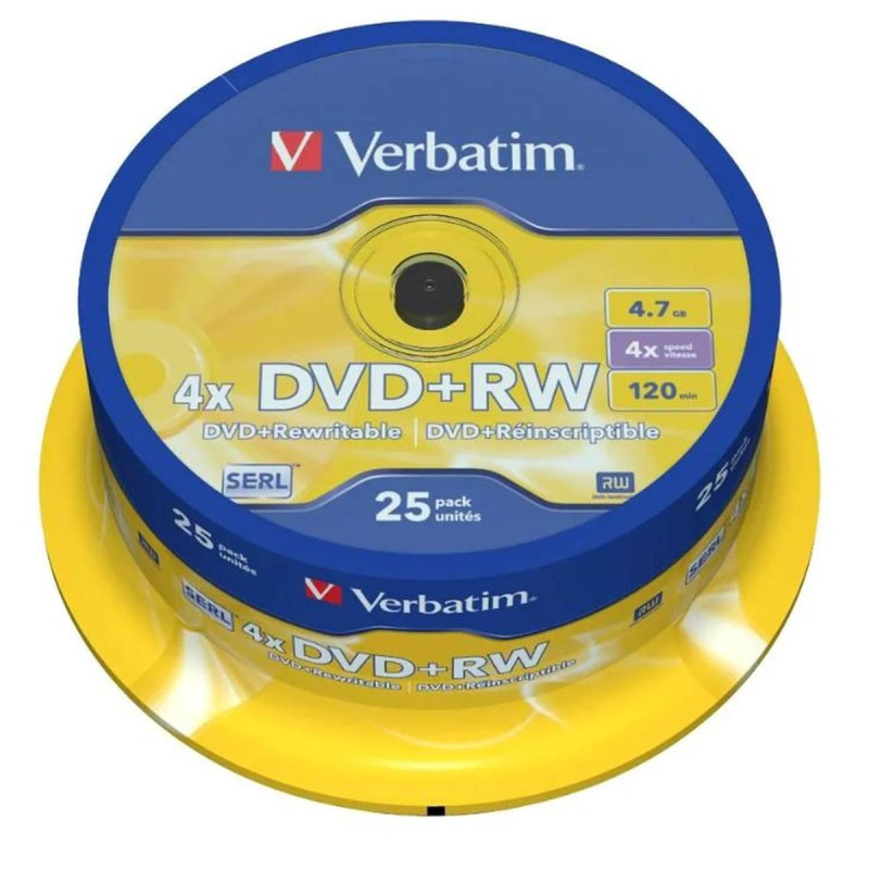 VERBATIM DVD+RW | RISCRIVIBILI | MATT SILVER | 4,7GB | 4X (25PZ)