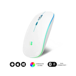 MOUSE SUBBLIM LED DUAL FLAT MOUSE - DOPPIA CONNESSIONE - CLIC SILENZIOSO - ILLUMINAZIONE LED IN 7 COLORI - BATTERIA A LUNGA DURA