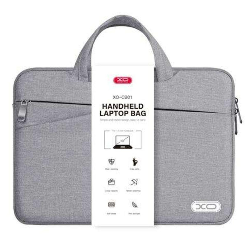 BORSA PORTA LAPTOP XO - FINO A 13" - RESISTENTE A SCHIZZI, USURA E GRAFFI - DESIGN MODERNO - COLORE GRIGIO