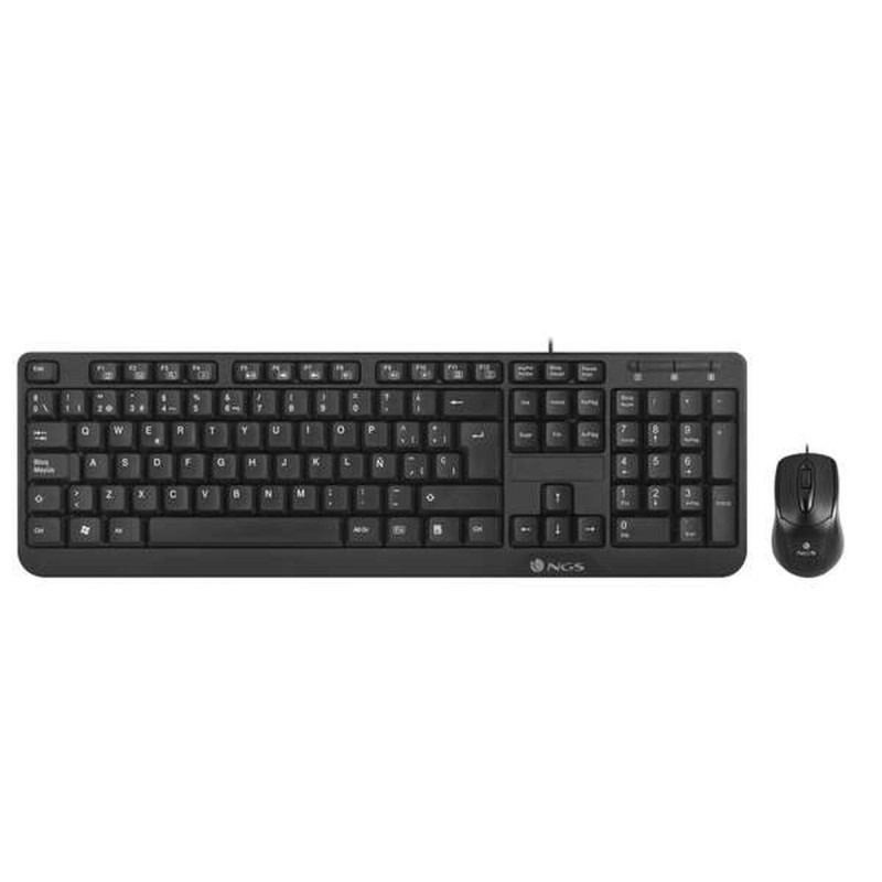 KIT TASTIERA MULTIMEDIALE E MOUSE CON FILO NGS - QWERTY ITALIANA - 12 TASTI MULTIMEDIALI - COLORE NERO