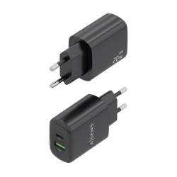 CARICABATTERIE AISENS GAN 20W - 1XUSB-C PD3.0 - 1XUSB-A QC3.0 - COLORE NERO