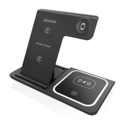 CARICABATTERIE WIRELESS USB-C 3 IN 1 AISENS DA 15 W PER DISPOSITIVI MOBILI - APPLE WATCH - AURICOLARI CON CUSTODIA DI RICARICA -