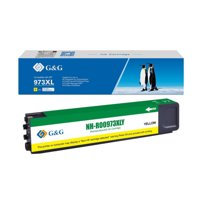 CARTUCCIA RIGENERATA ANTI-FIRMWARE UPGRADE (F6T83AE, 973X) PER HP PAGEWIDE PRO 452DW | GIALLO