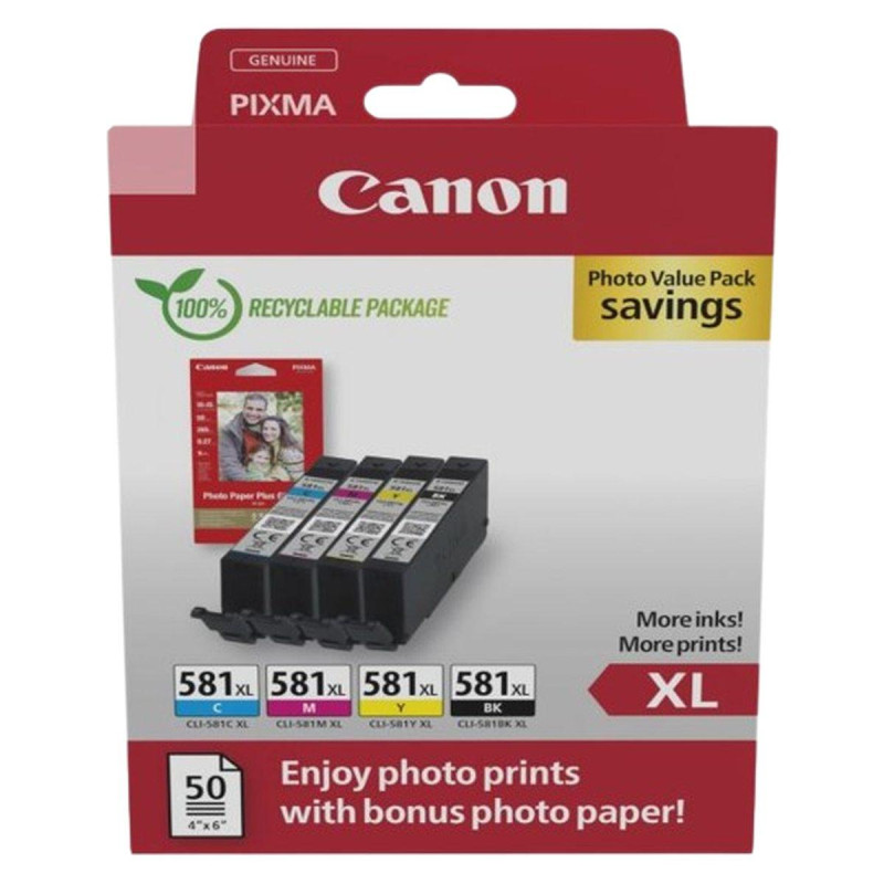 MULTIPACK ORIGINALE (2052C006, CLI-581XL) CANON TS6150 + CARTA FOTOGRAFICA | KCMY